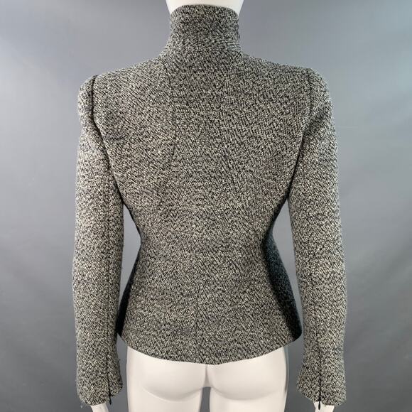 ALEXANDER MCQUEEN Size 4 Grey Black Wool Blend Boucle Single Breasted Jacket - Picture 5 of 12
